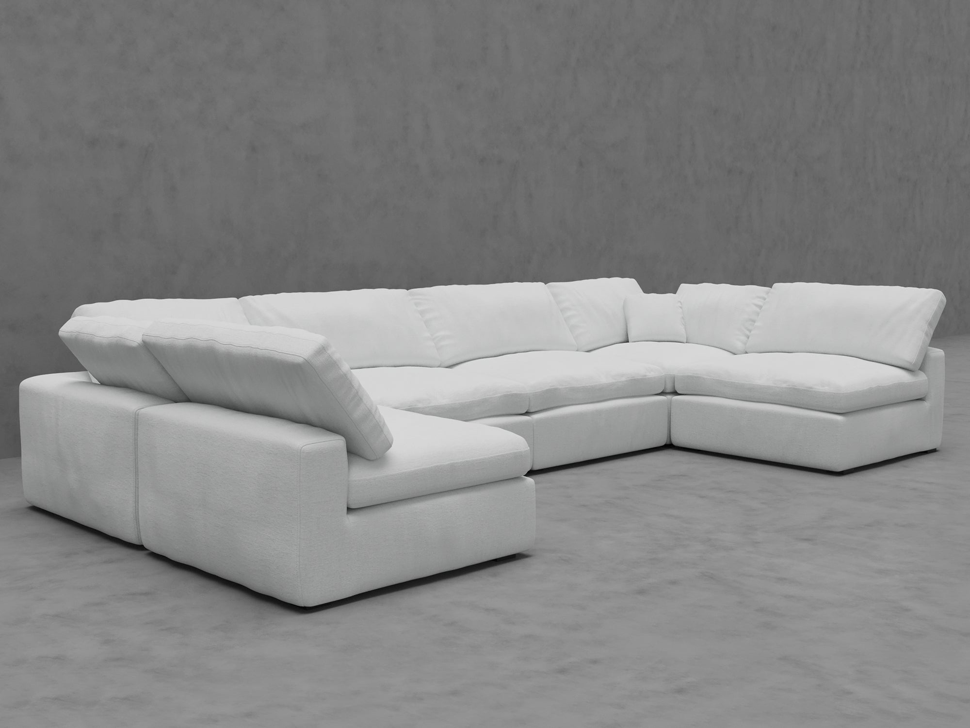 6-Piece Modular Sectional Sofa - U-Shape Configuration with Down-Blend Cushions