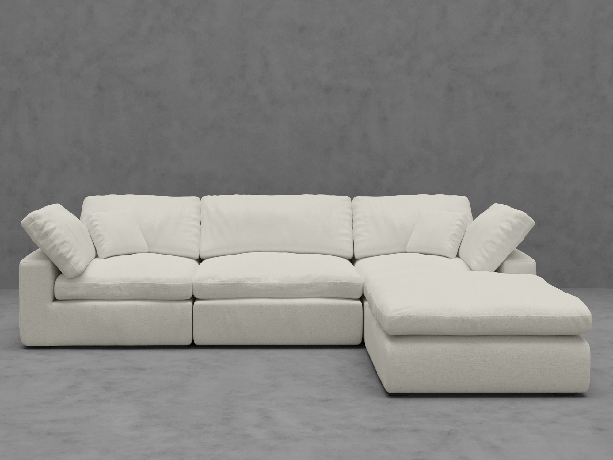 4-Piece Modular Sectional Sofa with Ottoman - Down-Blend Cushions & Easy-Clean Fabric