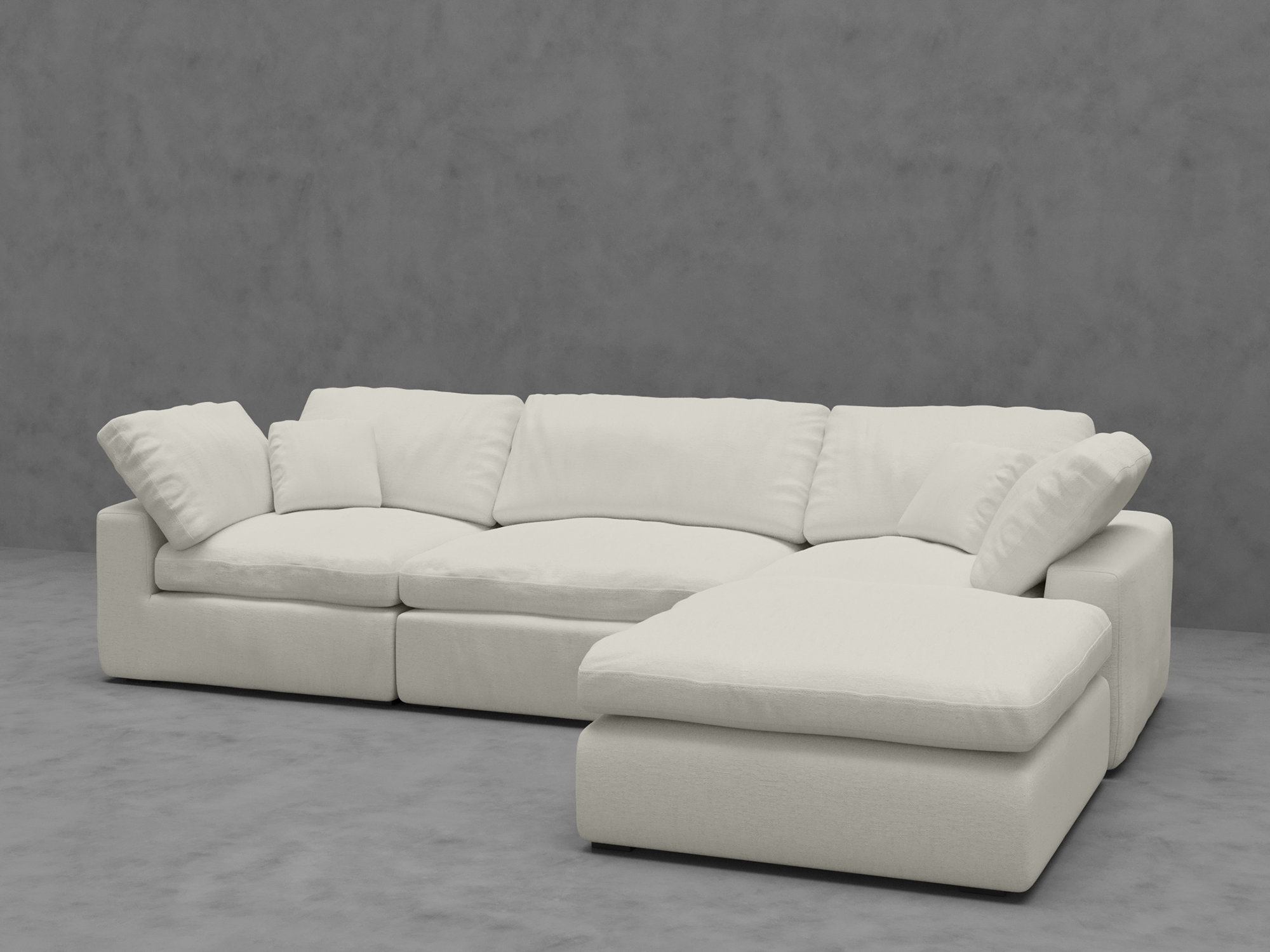 4-Piece Modular Sectional Sofa with Ottoman - Down-Blend Cushions & Easy-Clean Fabric