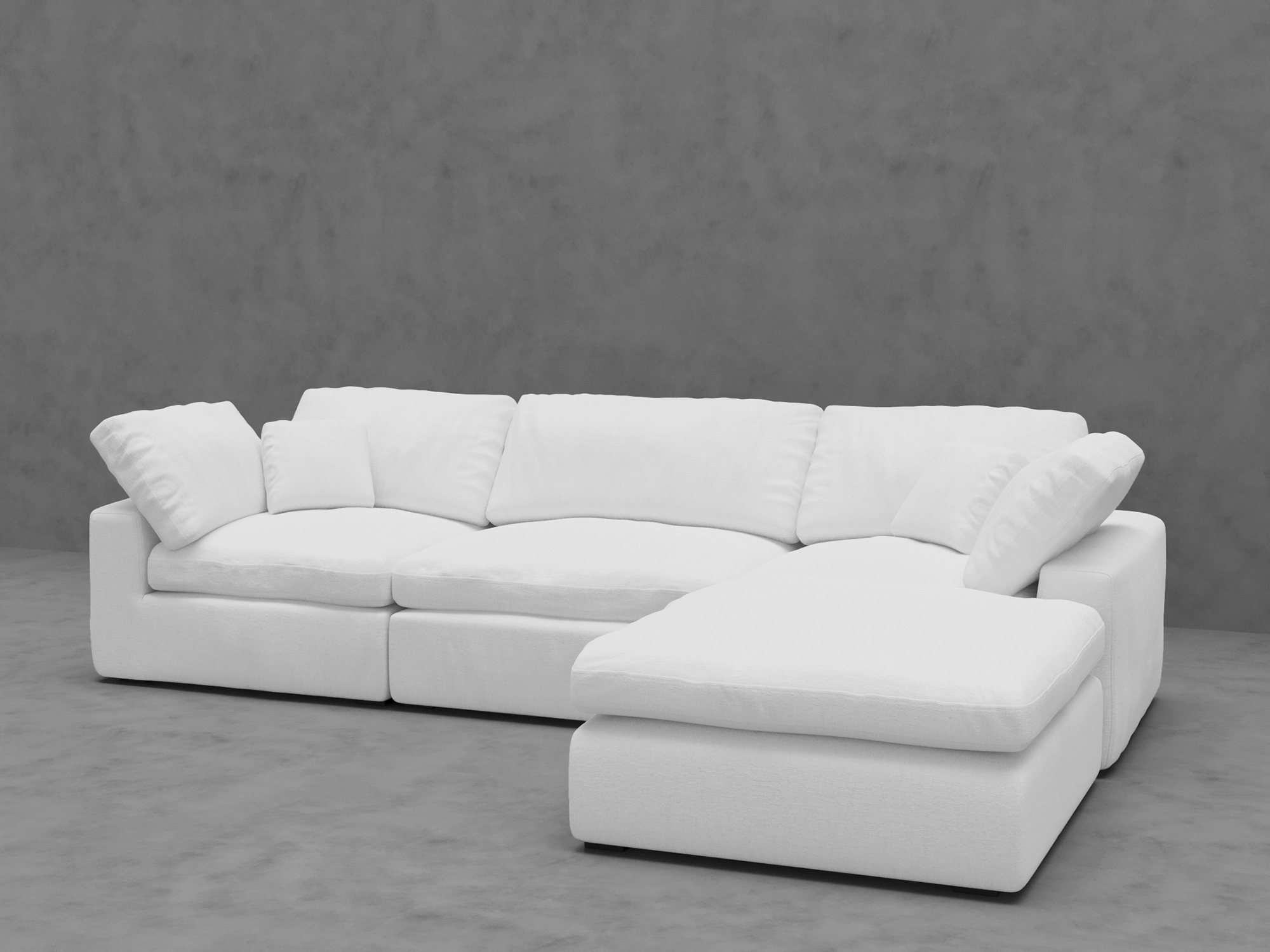 4-Piece Modular Sectional Sofa with Ottoman - Down-Blend Cushions & Easy-Clean Fabric