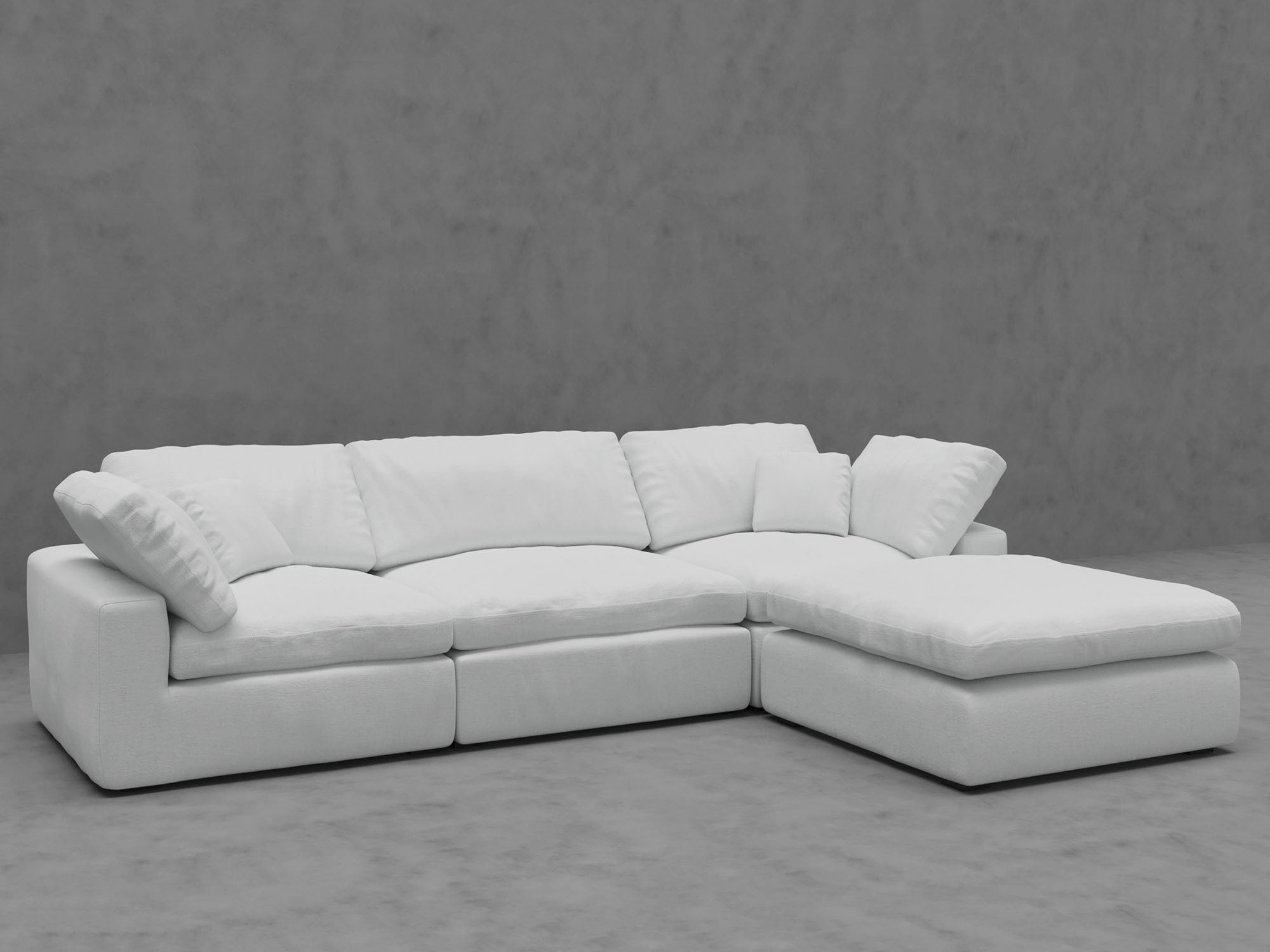 4-Piece Modular Sectional Sofa with Ottoman - Down-Blend Cushions & Easy-Clean Fabric