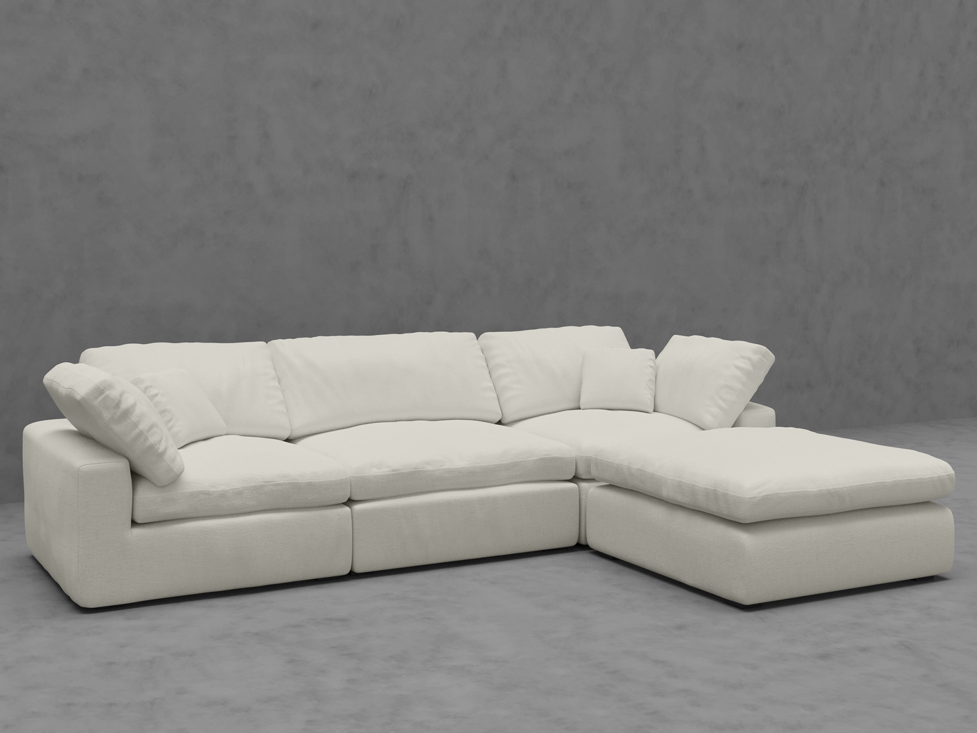 4-Piece Modular Sectional Sofa with Ottoman - Down-Blend Cushions & Easy-Clean Fabric