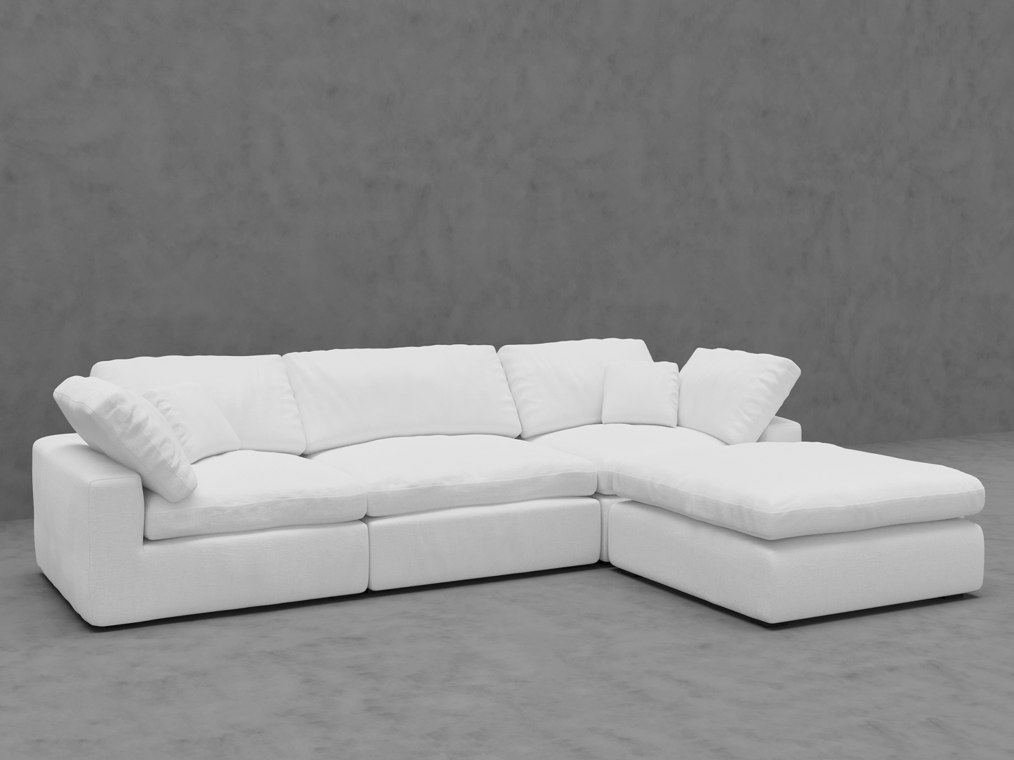 4-Piece Modular Sectional Sofa with Ottoman - Down-Blend Cushions & Easy-Clean Fabric