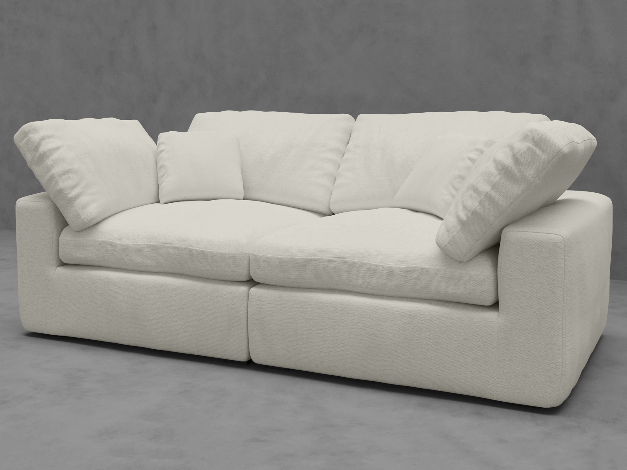 2-Piece Modular Loveseat with Down-Blend Cushions - Moisture-Repellent Fabric