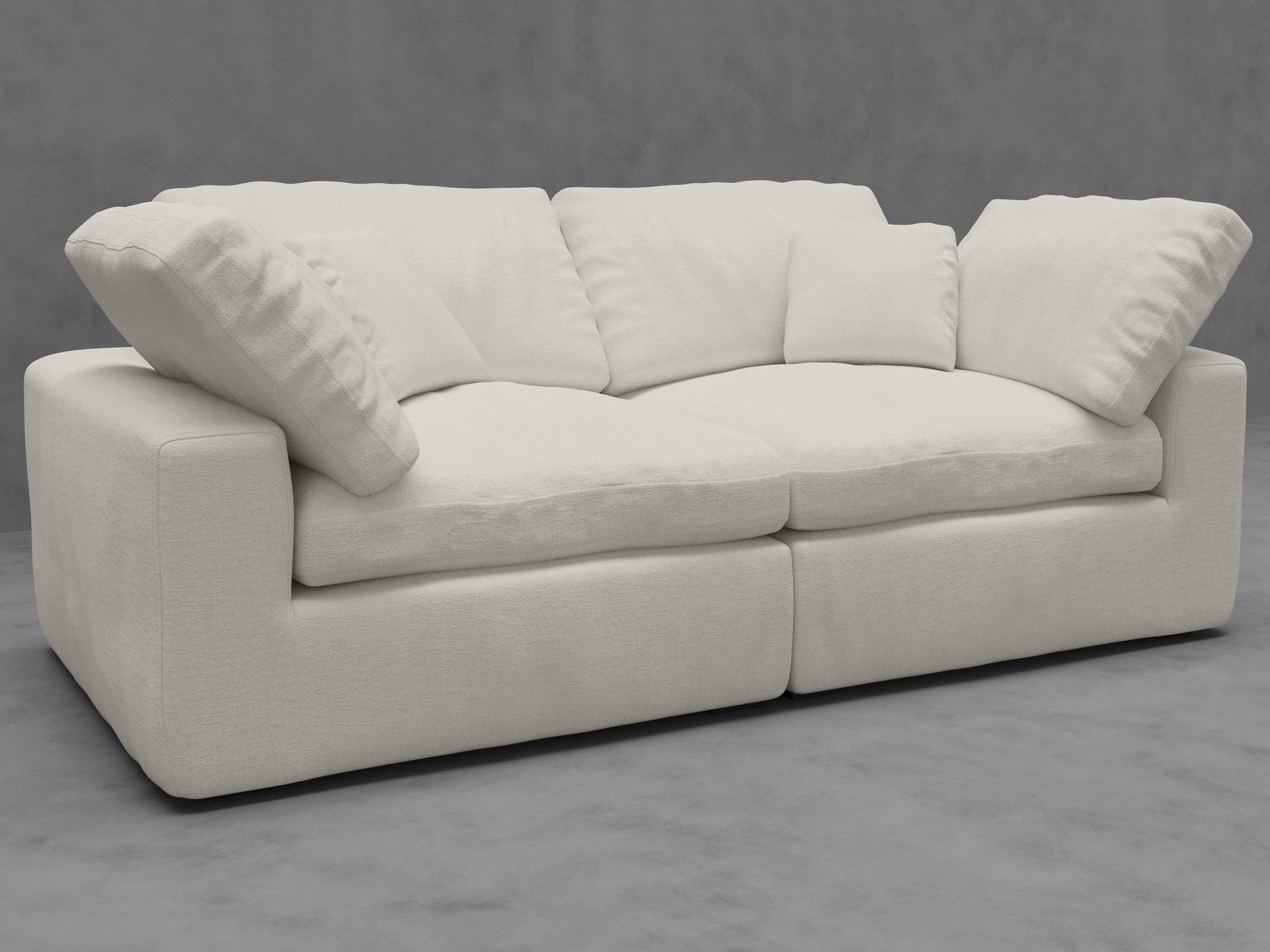 2-Piece Modular Loveseat with Down-Blend Cushions - Moisture-Repellent Fabric