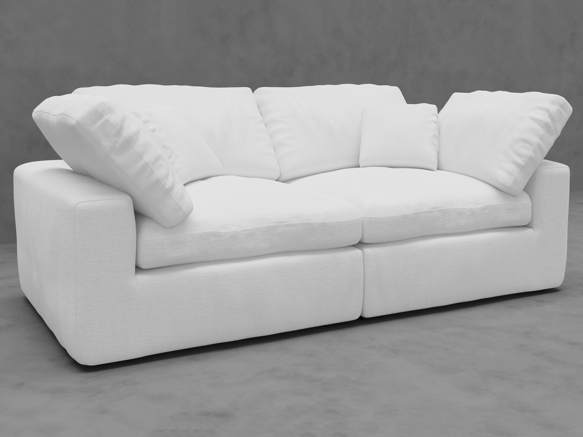 2-Piece Modular Loveseat with Down-Blend Cushions - Moisture-Repellent Fabric