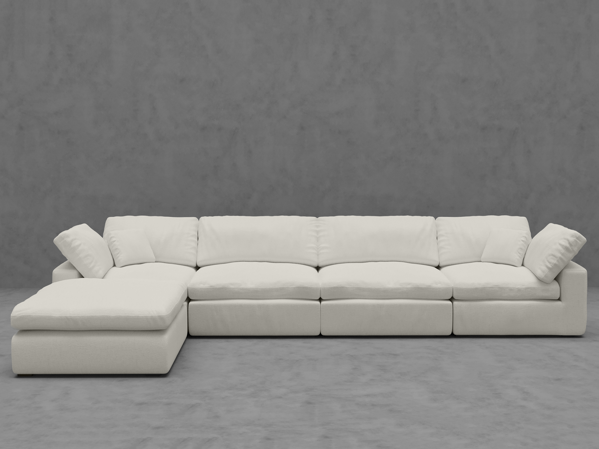 5-Piece Modular Sectional Sofa with Ottoman - Corner and Armless Chairs