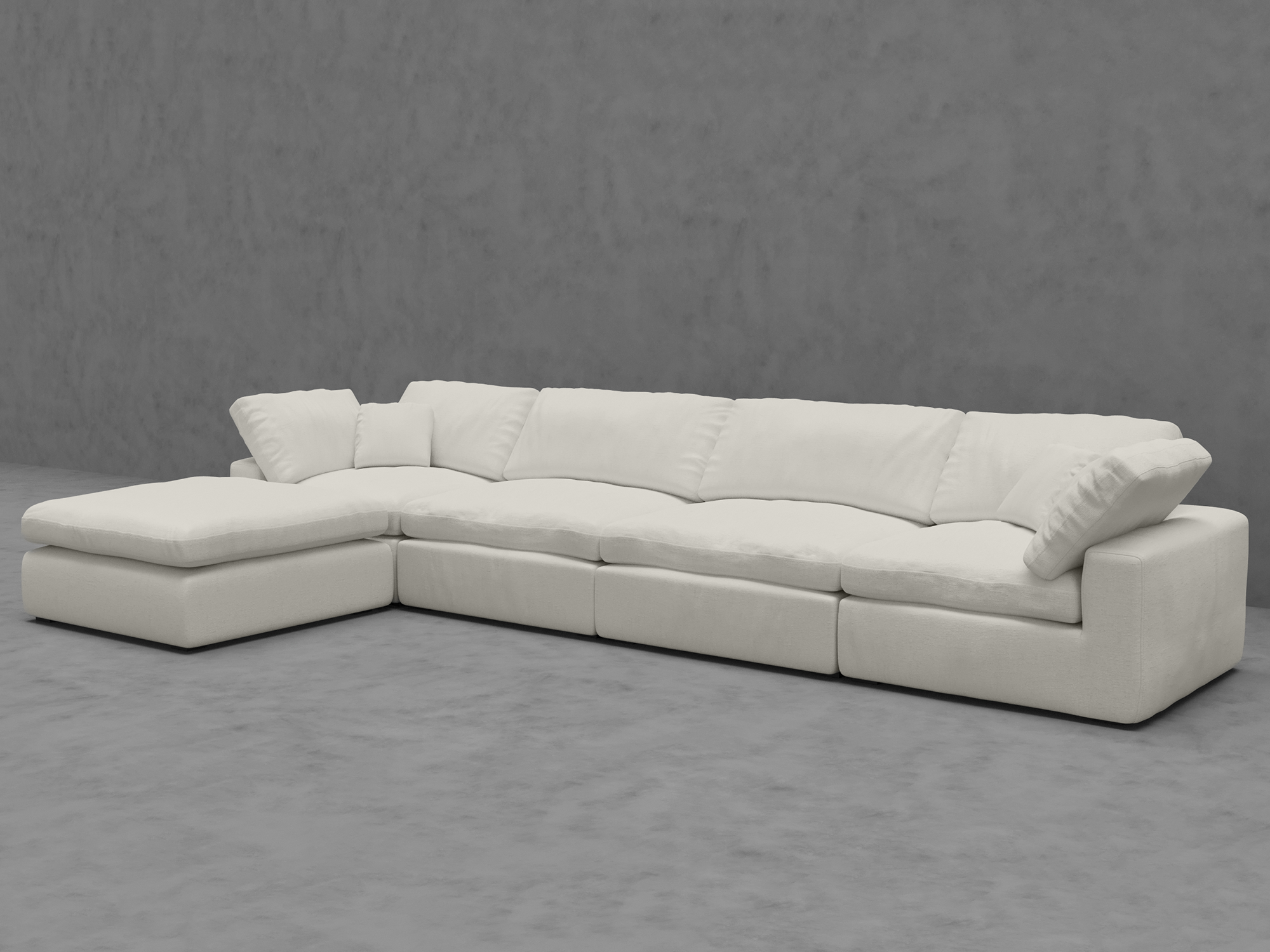 5-Piece Modular Sectional Sofa with Ottoman - Corner and Armless Chairs