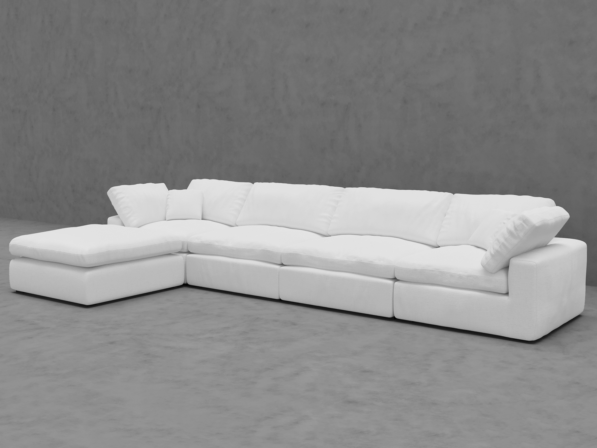 5-Piece Modular Sectional Sofa with Ottoman - Corner and Armless Chairs