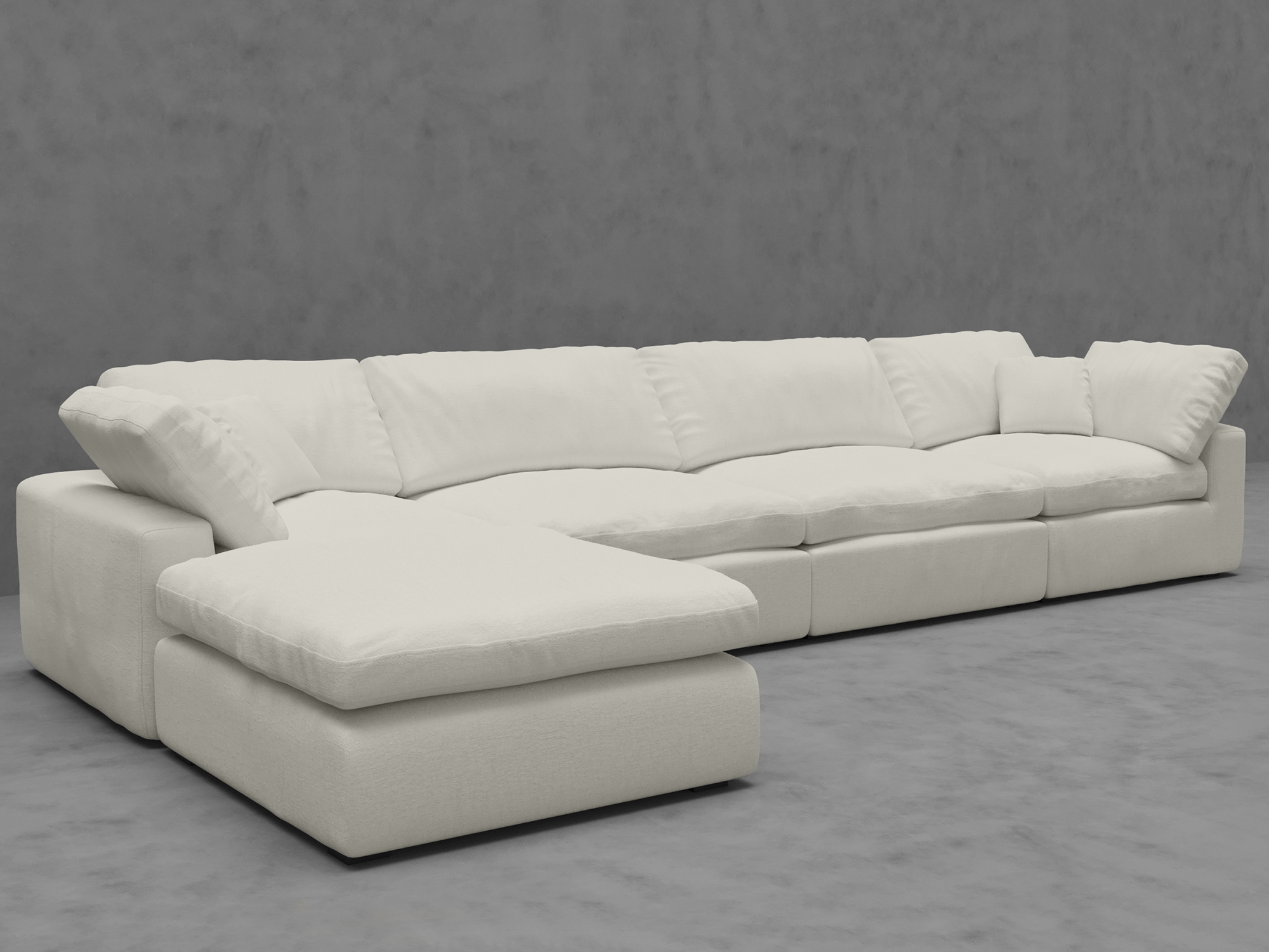 5-Piece Modular Sectional Sofa with Ottoman - Corner and Armless Chairs