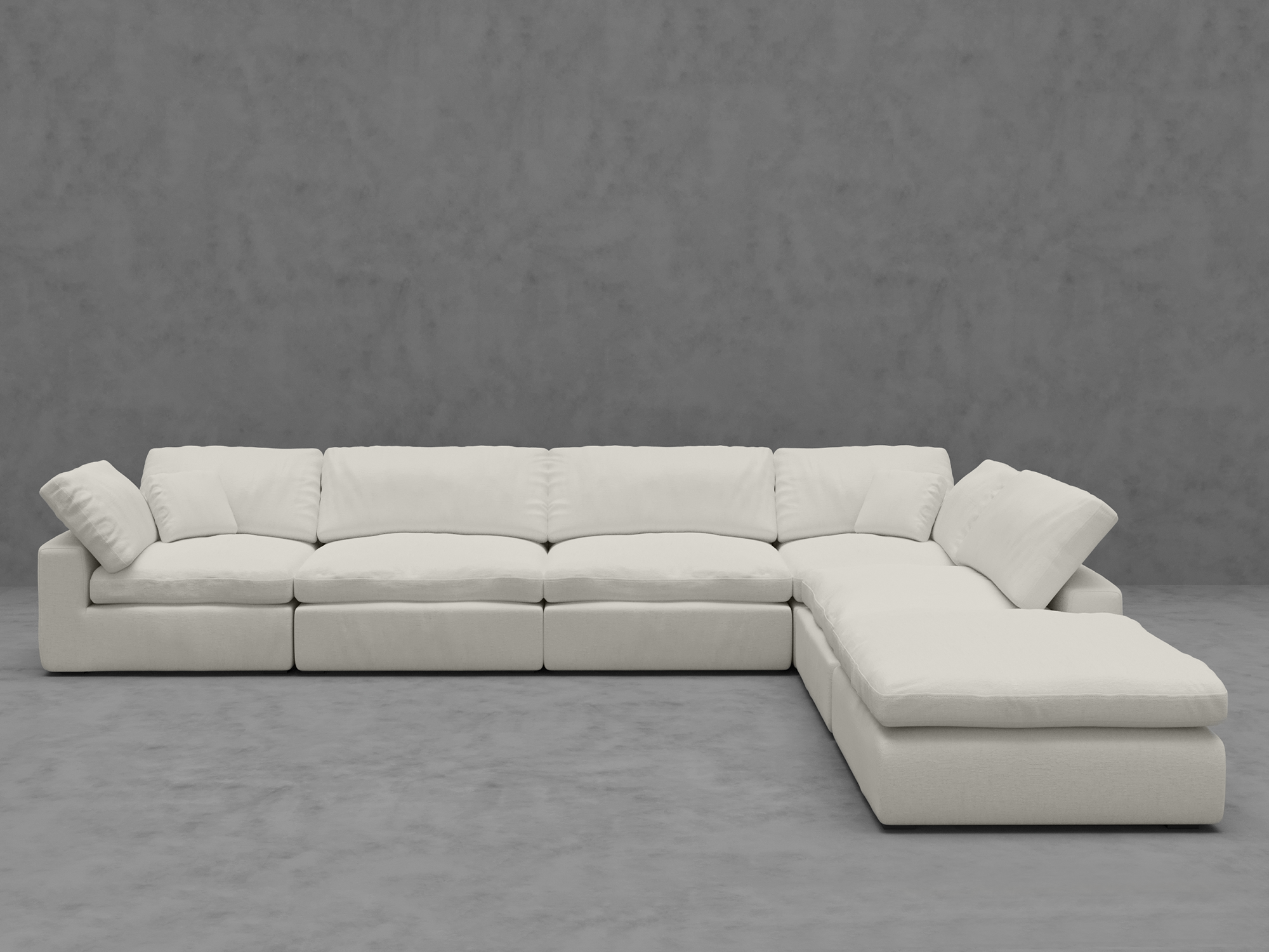 6-Piece Modular Sectional Sofa with Ottoman - Reversible Cushions