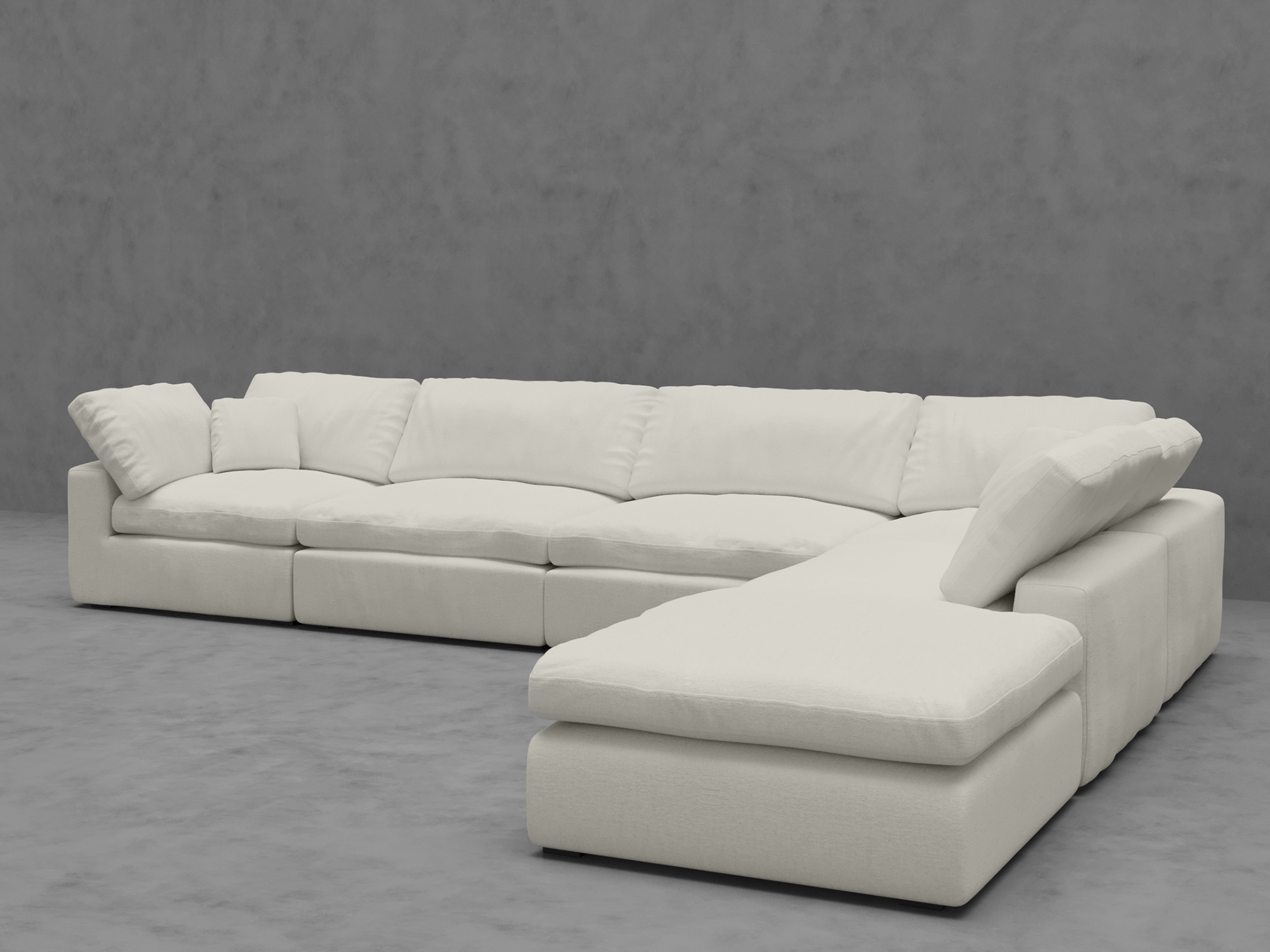 6-Piece Modular Sectional Sofa with Ottoman - Reversible Cushions