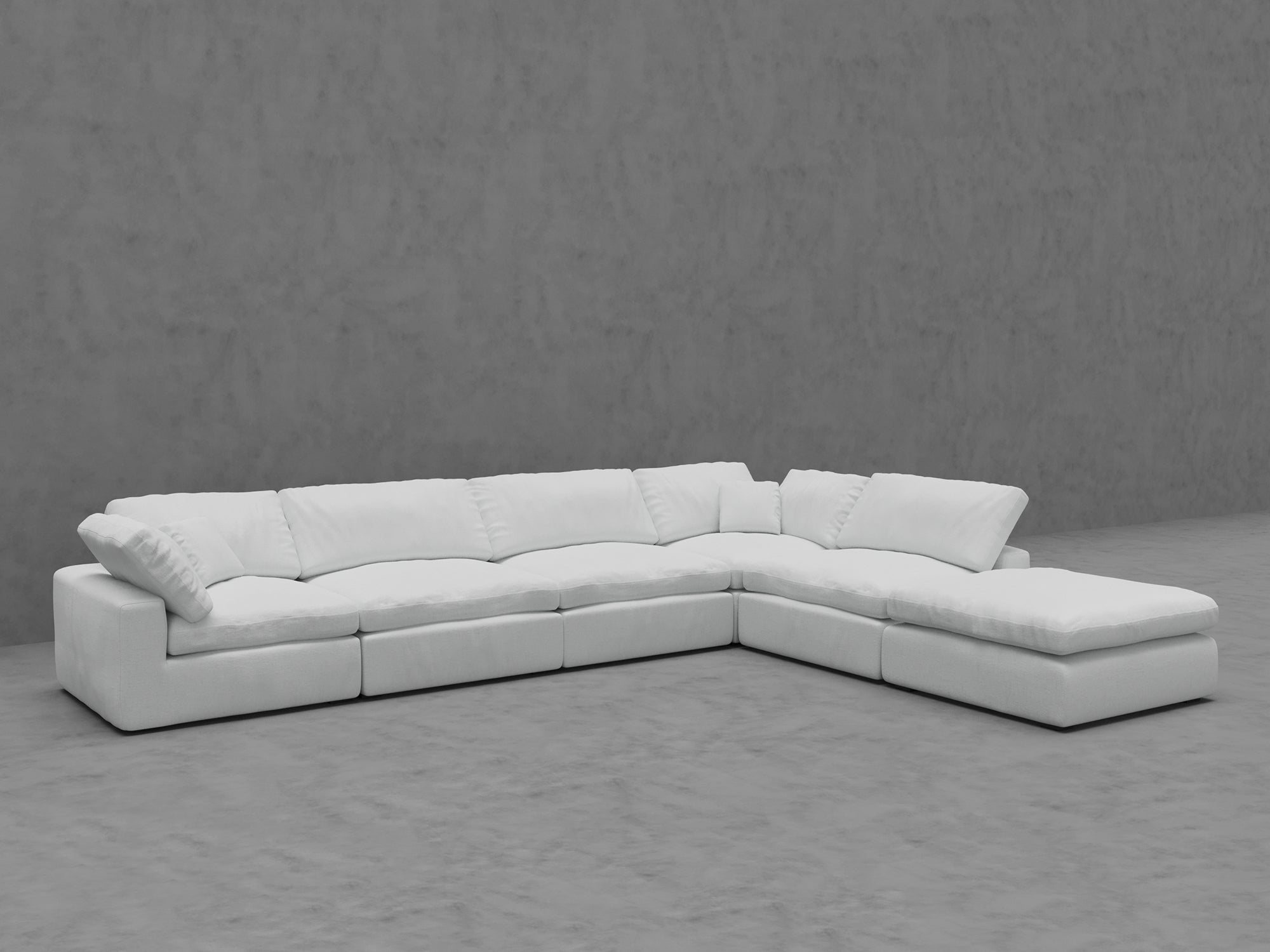 6-Piece Modular Sectional Sofa with Ottoman - Reversible Cushions