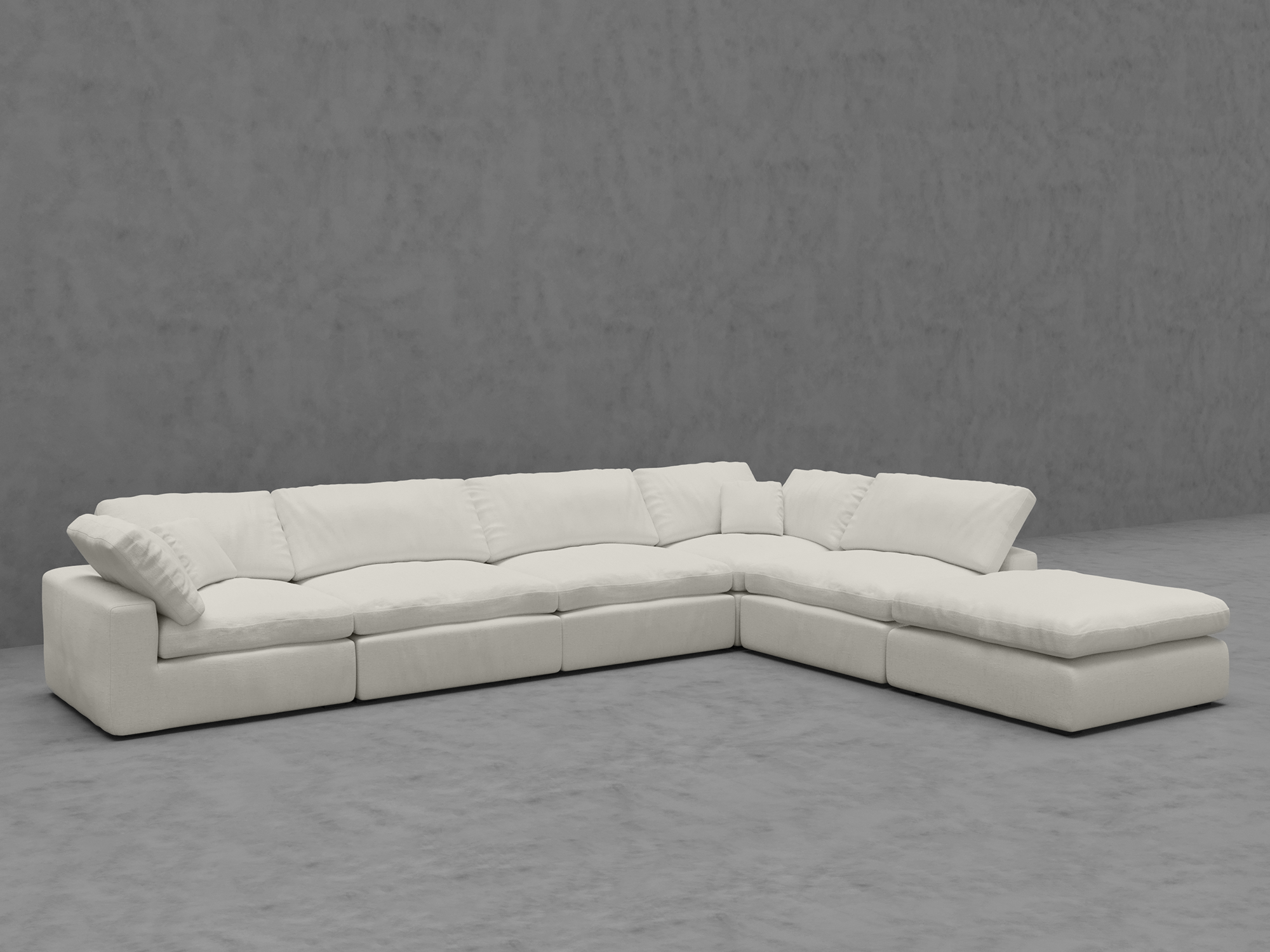 6-Piece Modular Sectional Sofa with Ottoman - Reversible Cushions