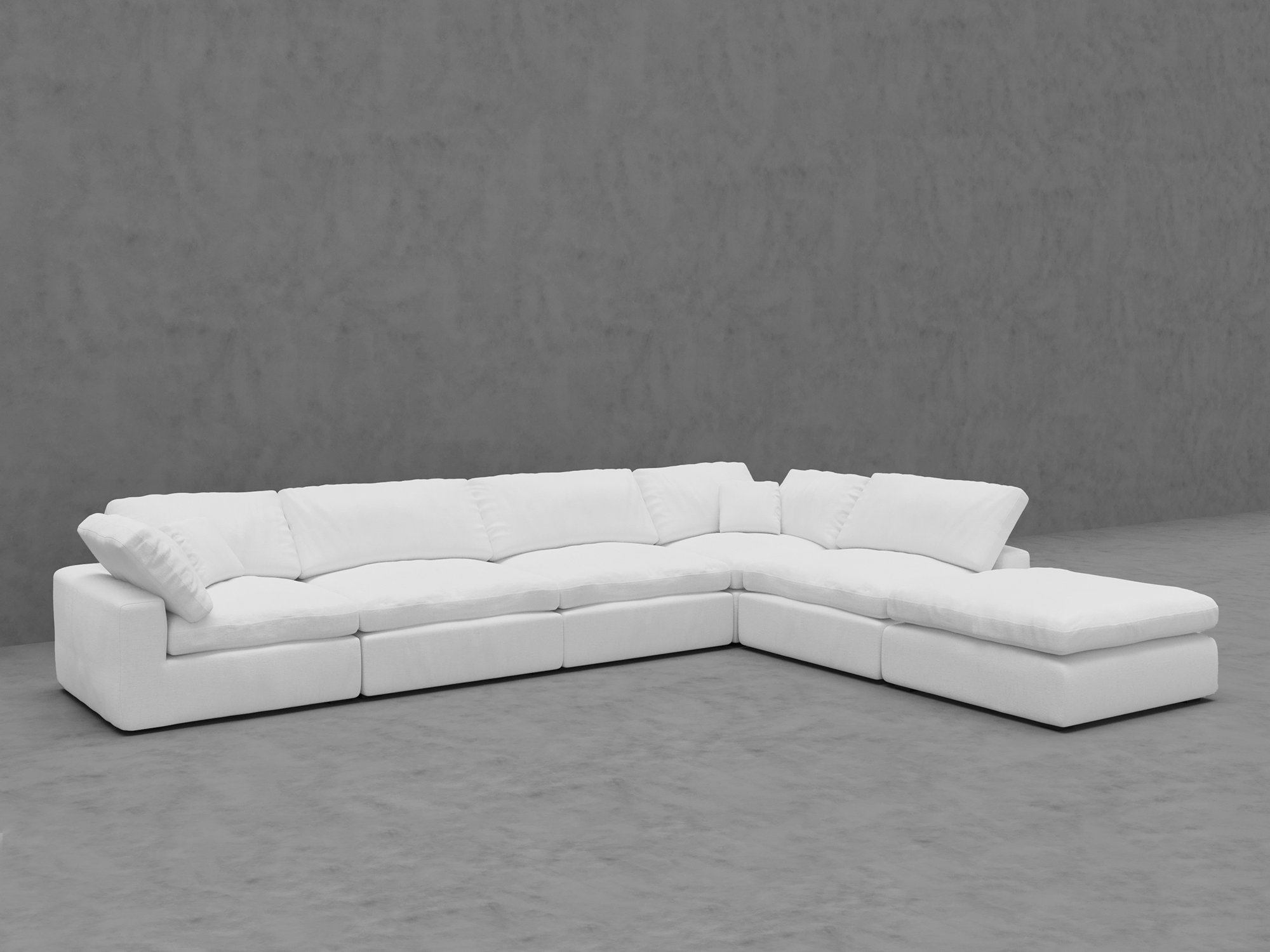 6-Piece Modular Sectional Sofa with Ottoman - Reversible Cushions