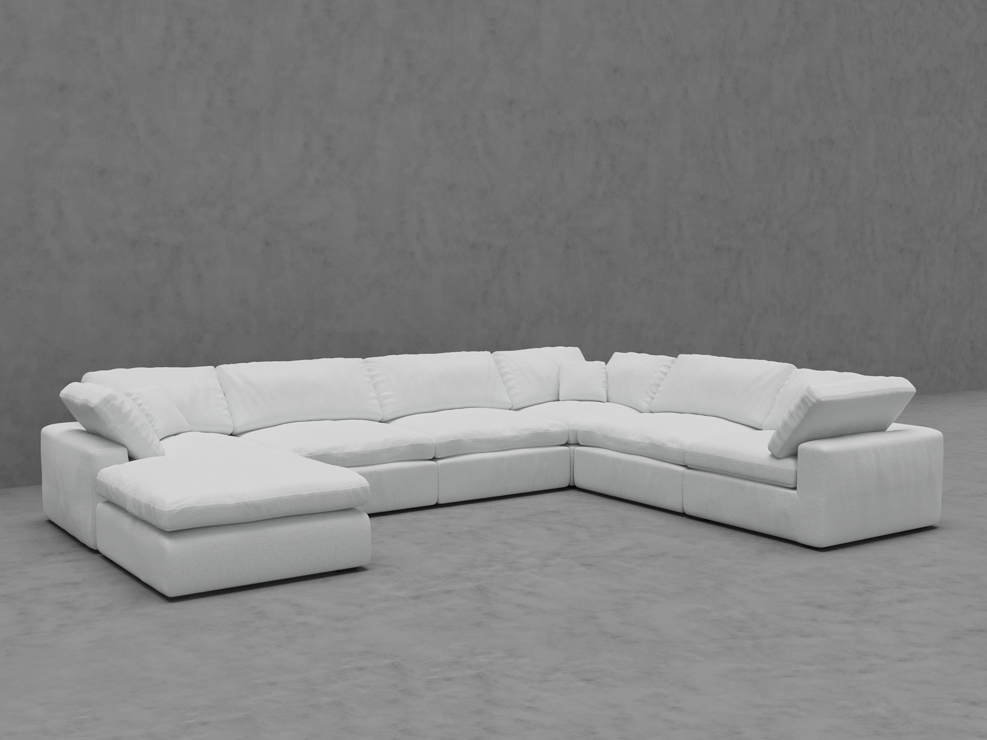 7-Piece Modular Sectional Sofa with Ottoman - Plush Down-Blend Cushions