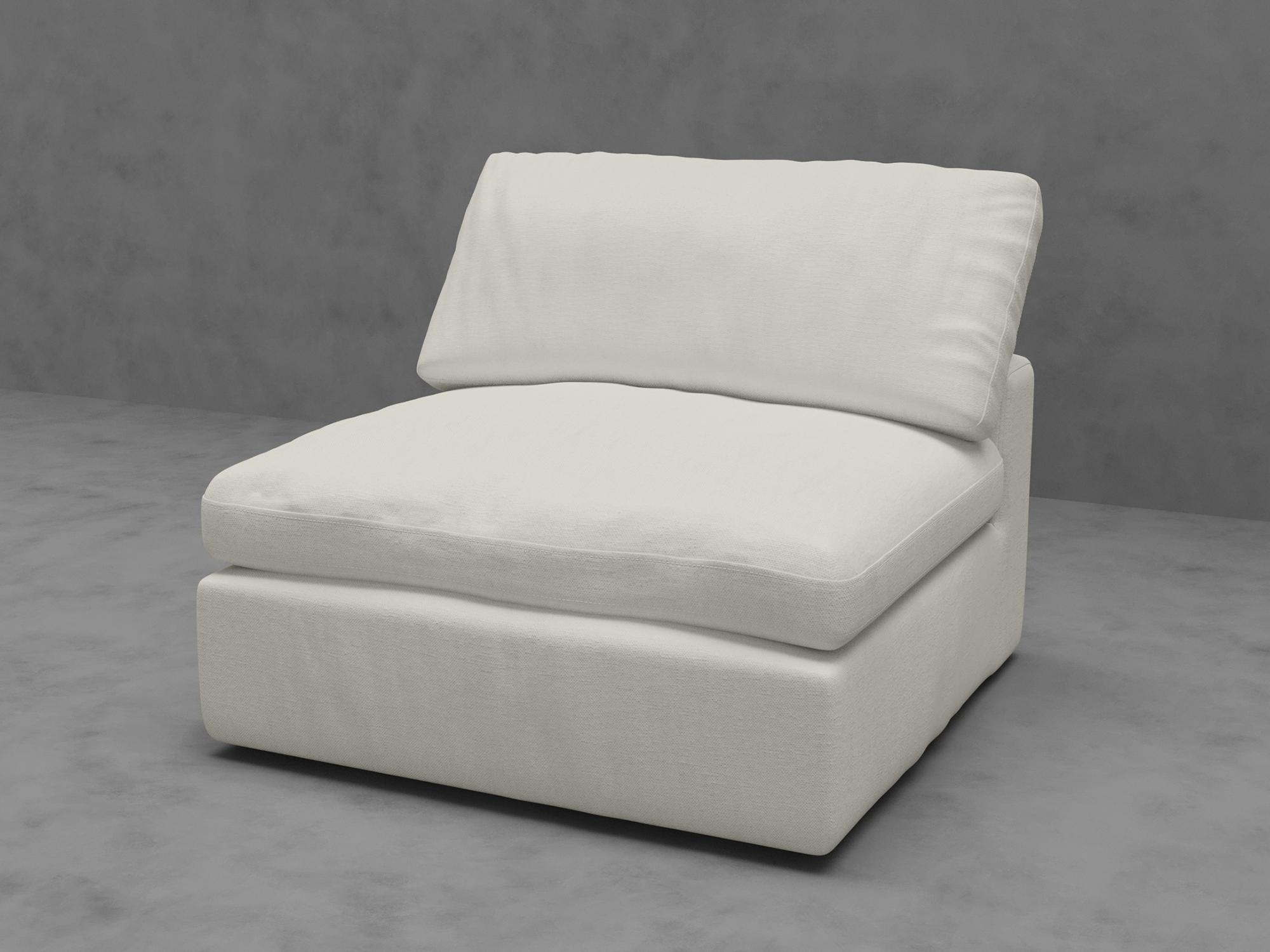 Modular Armless Chair with Down-Blend Cushions - Moisture-Repellent