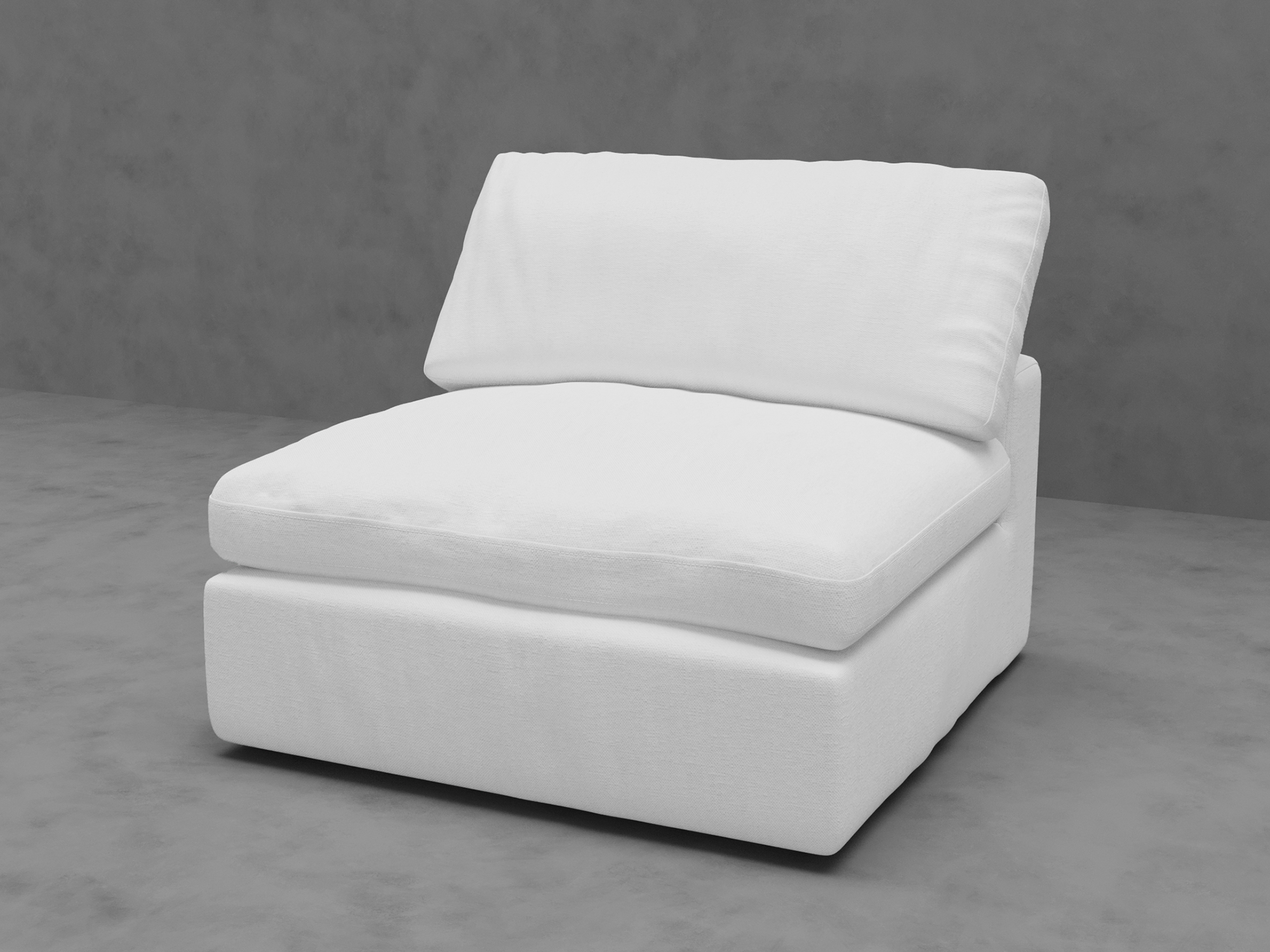 Modular Armless Chair with Down-Blend Cushions - Moisture-Repellent