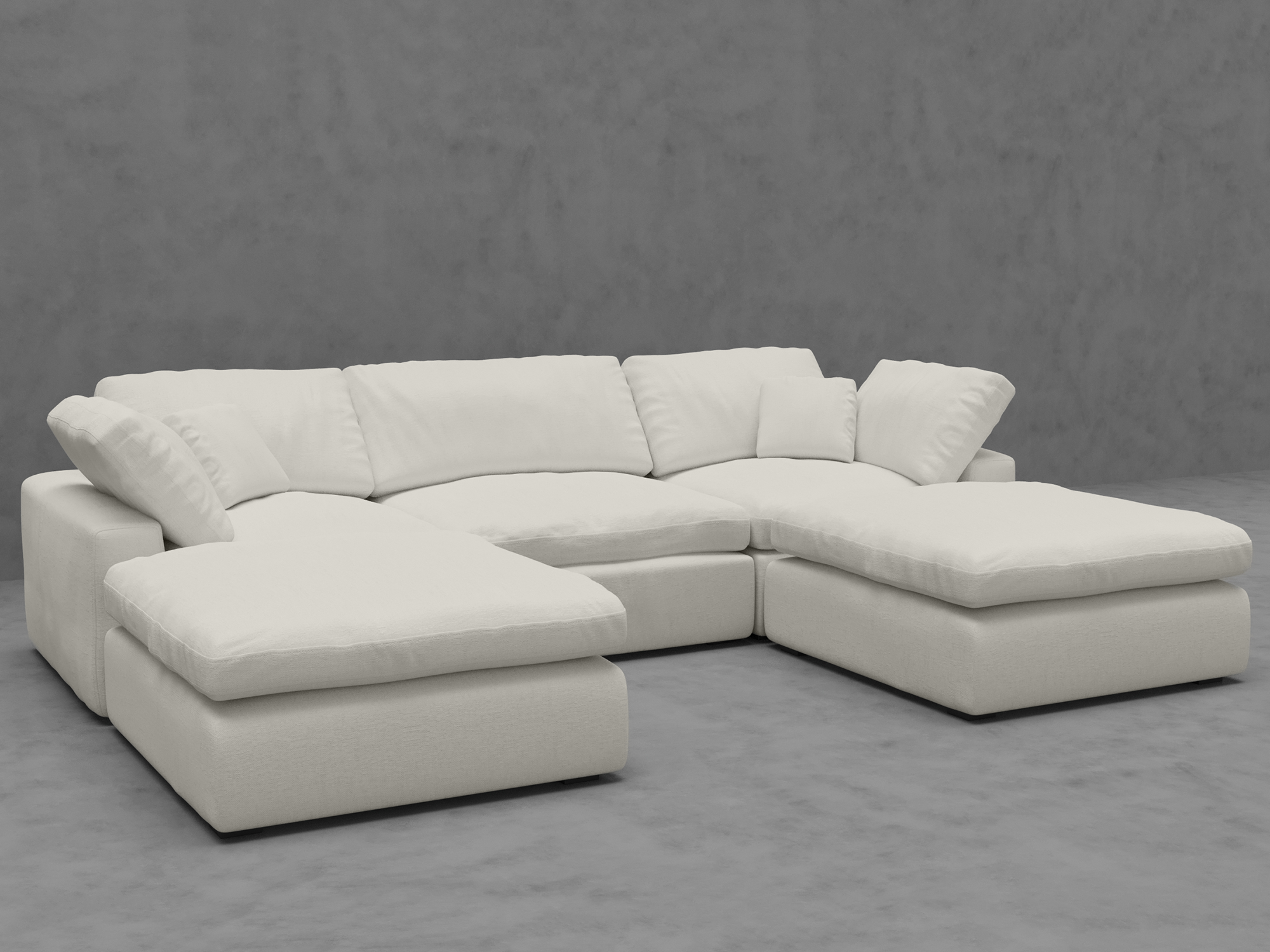5-Piece Modular U-Shape Sectional Sofa with Ottomans