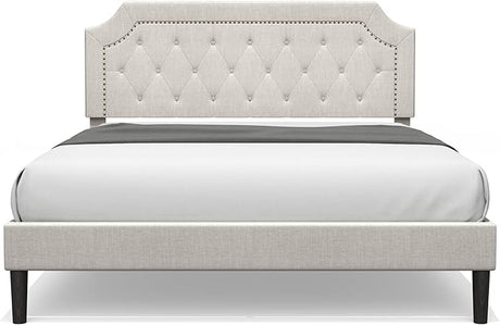 Queen Size Grey Color Bed Frame Upholstered Low Profile Traditional Platform