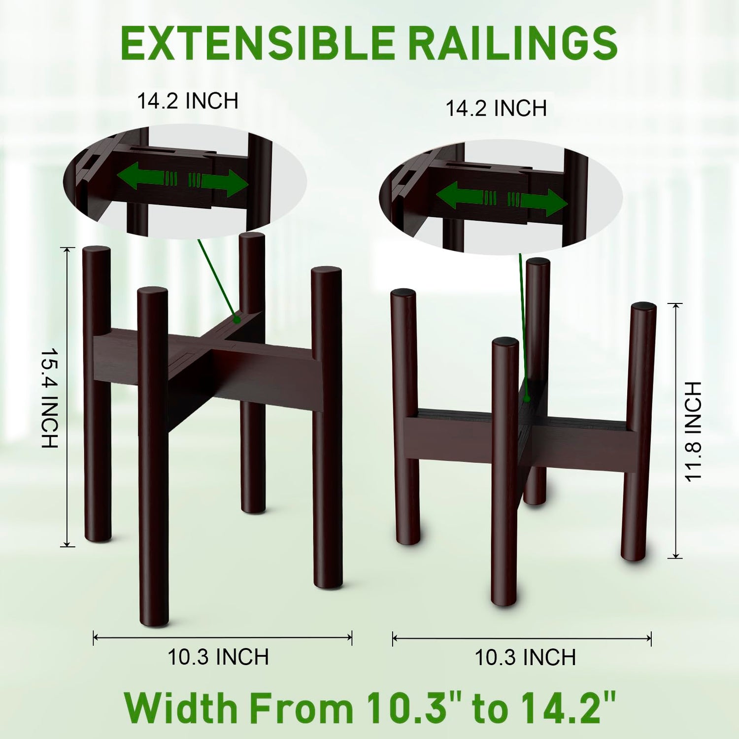 Set of 2 Expandable Bamboo Plant Stands for Indoor & Outdoor