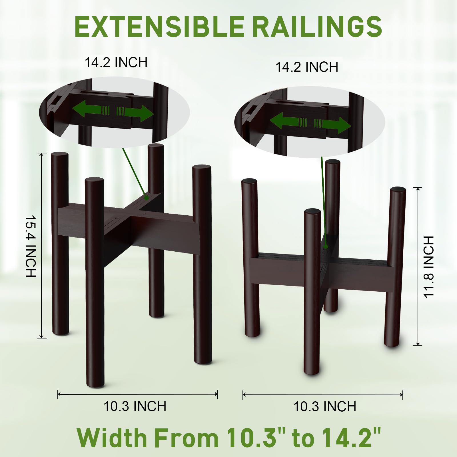 Set of 2 Expandable Bamboo Plant Stands for Indoor & Outdoor