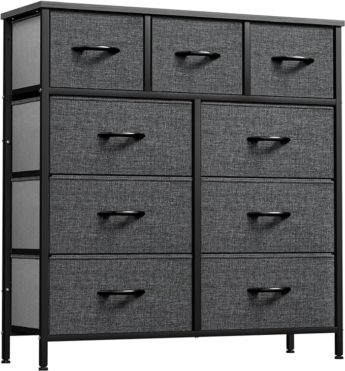 Dresser with 9 Drawers - Fabric Storage Tower, Organizer Unit for Living Room, Hallway