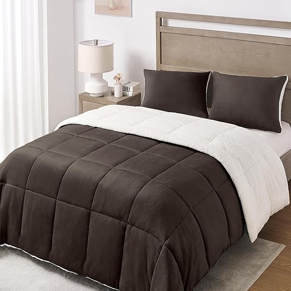 Queen Comforter Set - Luxury Fleece Sherpa Comforter Sets