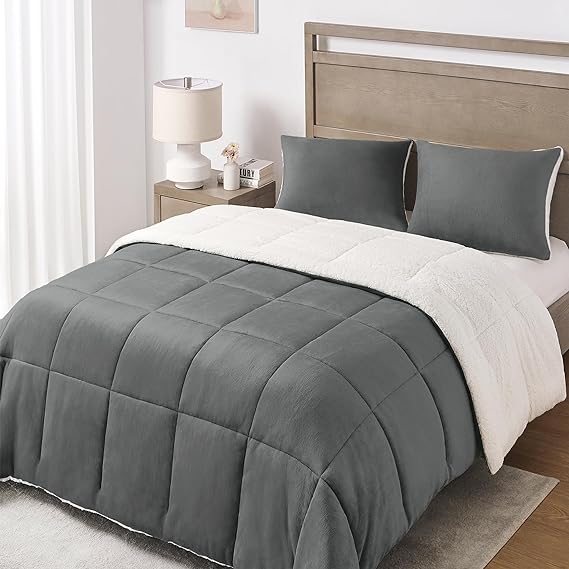 Queen Comforter Set - Luxury Fleece Sherpa Comforter Sets