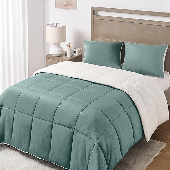 Queen Comforter Set - Luxury Fleece Sherpa Comforter Sets