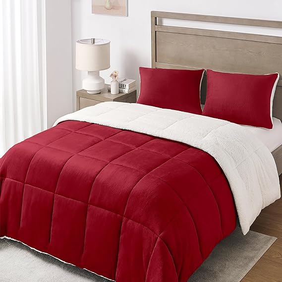 Queen Comforter Set - Luxury Fleece Sherpa Comforter Sets