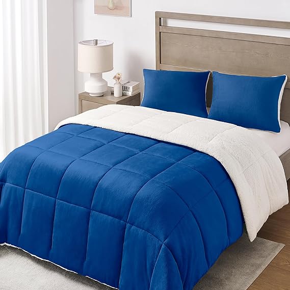 Queen Comforter Set - Luxury Fleece Sherpa Comforter Sets