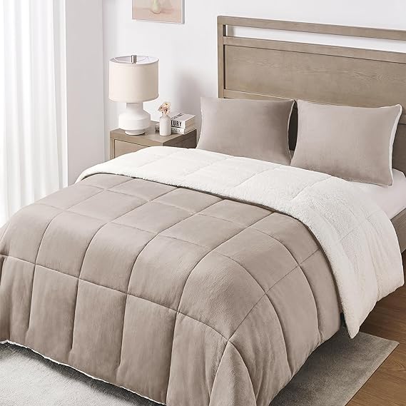 Queen Comforter Set - Luxury Fleece Sherpa Comforter Sets