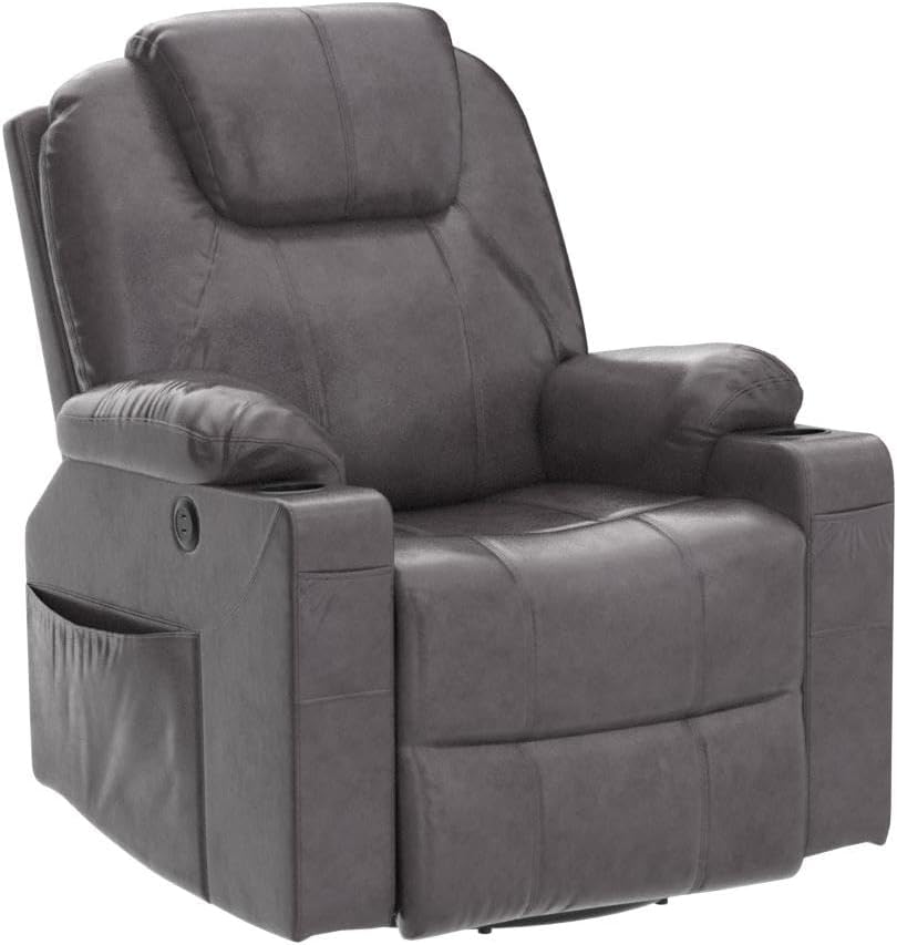 Side Angle of Swivel Rocker Recliner with Footrest and Cup Holders