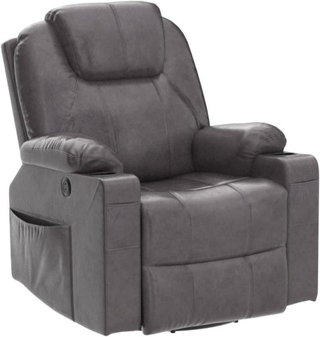 Side Angle of Swivel Rocker Recliner with Footrest and Cup Holders