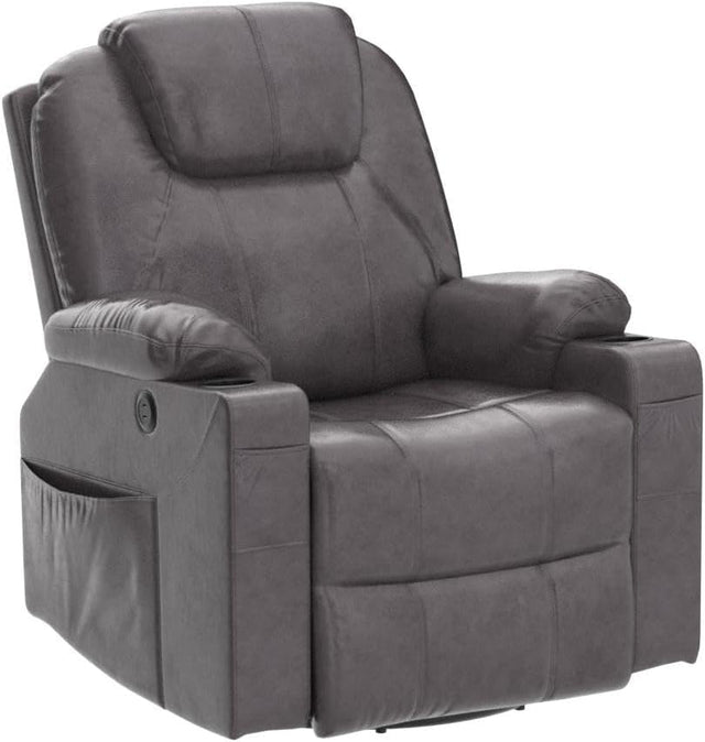 Side Angle of Swivel Rocker Recliner with Footrest and Cup Holders