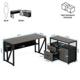 Side View of the Industrial-Style L-Shaped Desk with Sturdy Frame dimension