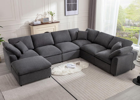 Siiejia modular sectional sofa with ottoman
