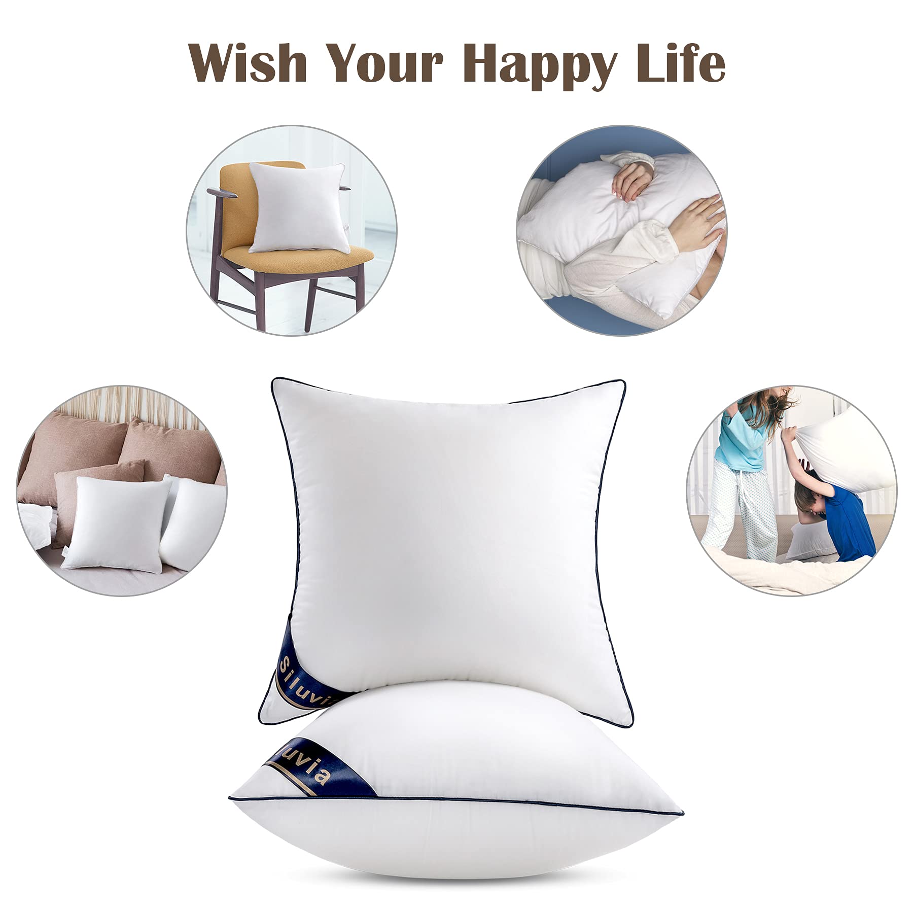 Siluvia Throw Pillow Inserts Perfect for Sofas, Beds, and Cozy Home Decor