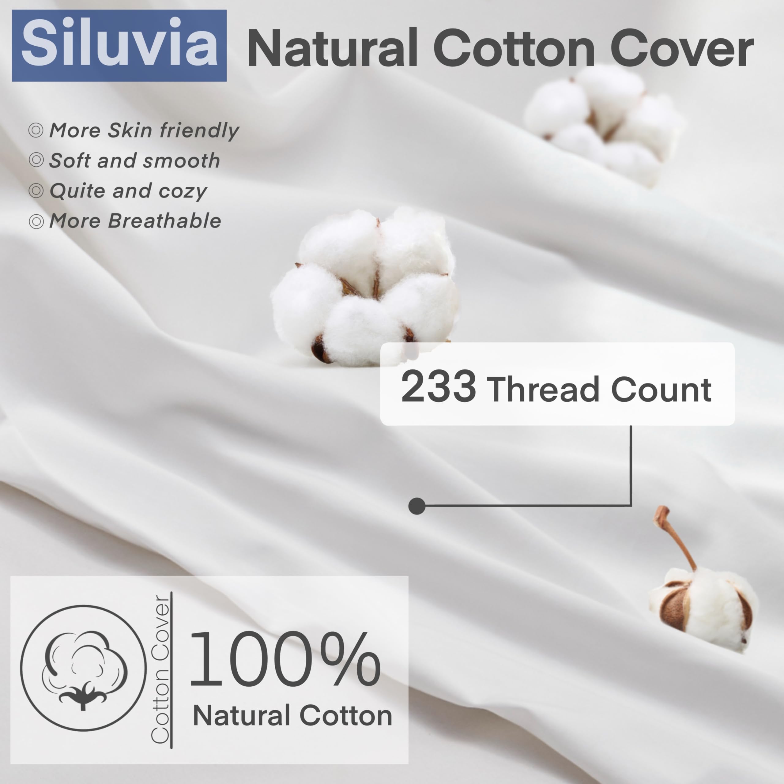 Siluvia White Throw Pillow Insert High-Quality Stitching and Soft Fluffiness