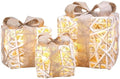 Christmas Set of 3 Pre-lit Gift Present Boxes w/ 60 LED Lights - Indoor/Outdoor Yard/Lawn Use