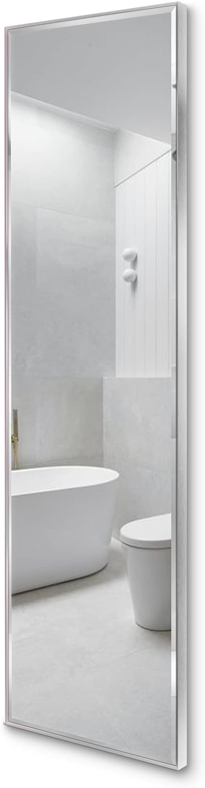 14x48 Inch Full Length Mirror Wall Mounted or Over The Door Hanging