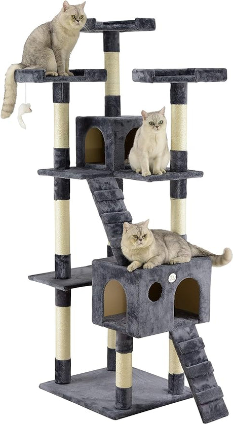 72" Tall Extra Large Cat Tree Kitty Tower Condo Cat House