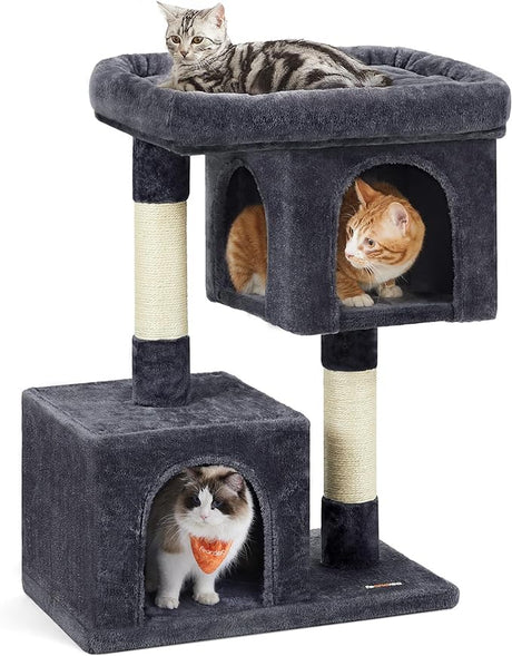 Cat Tree with Sisal-Covered Scratching Posts and 2 Plush Condos