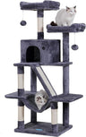 Cat Tree, 57" Cat Tower with Scratching Posts, Multi-Level with hammocks, Toys