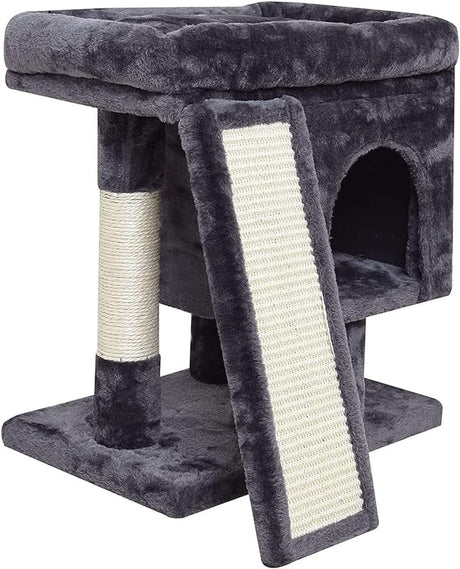 Small Cat Tree for Indoor Cats, Kittens Condo with Scratching Post and Board, Cat Cave