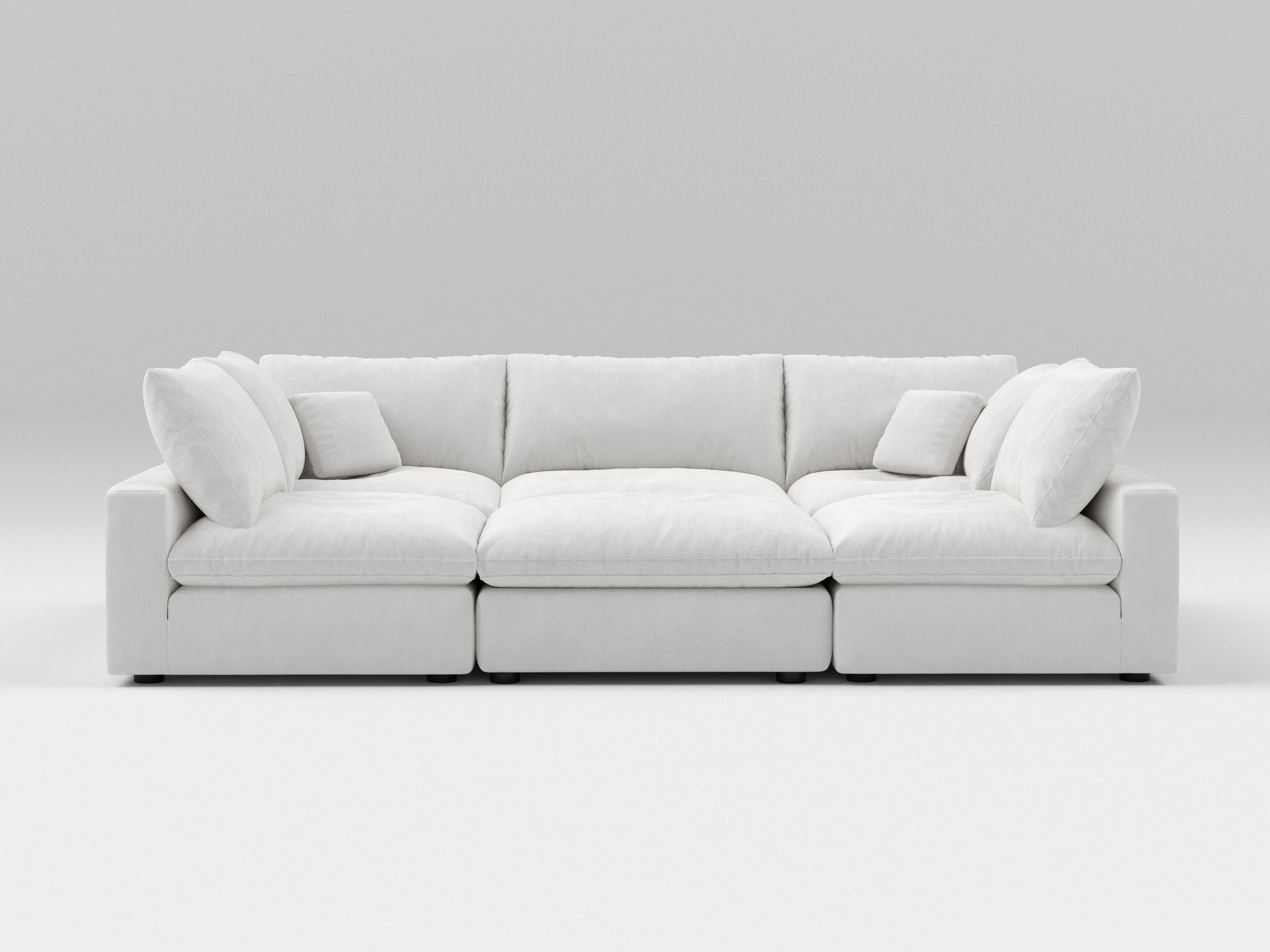 6-Piece Modular Sleeper Sofa with Ottoman - Convertible Sectional Bed