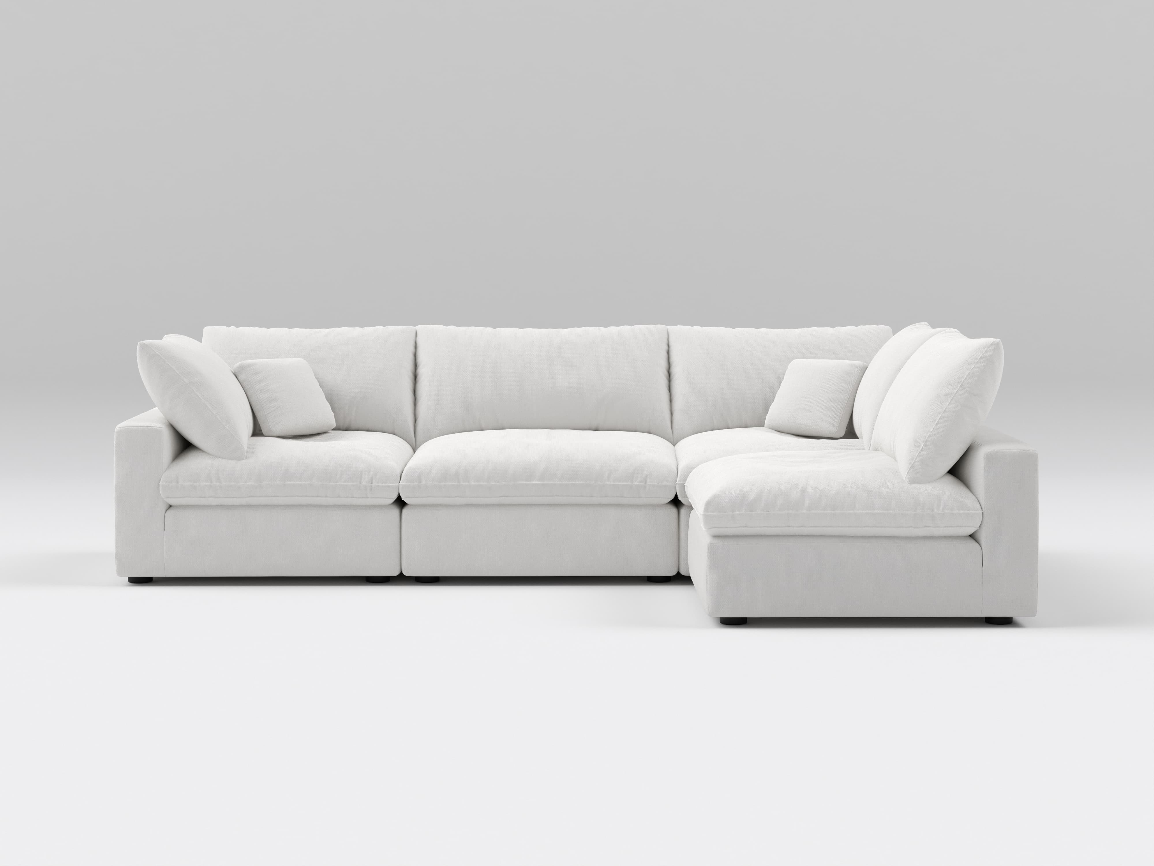4-Piece Modular Sectional Sofa with Ottoman - Down-Blend Cushions & Easy-Clean Fabric