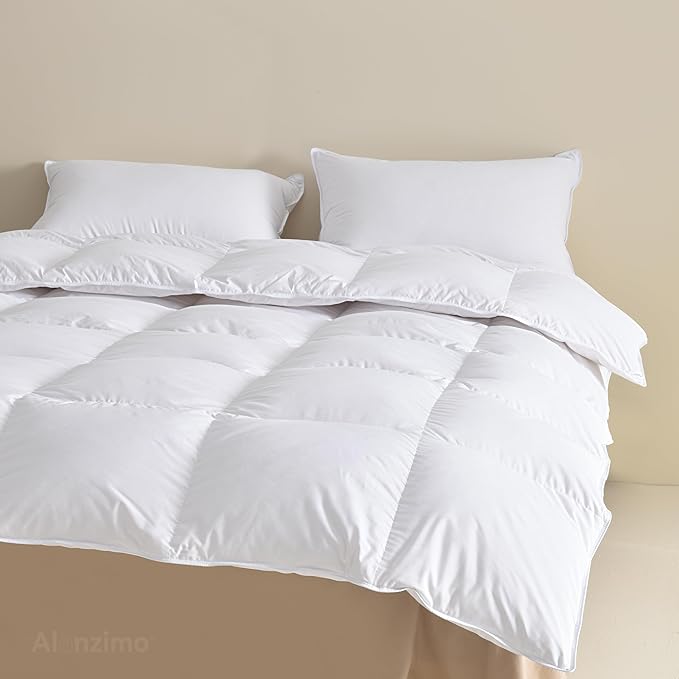 All Season Goose Down Comforter King Size - Luxury Medium Warmth Ultra-Soft 750