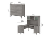 Somerset 60W Desk with Frosted Glass Doors in Fresh Walnut Finish
 dimensions